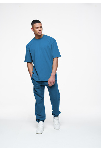 YAKAMEL Men's Summer Short Sleeve Elastic Waist Oversize Tracksuit Set