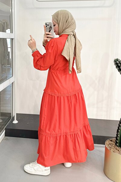 ModaSelin Ms334 Lace Judge Collar Red Dress