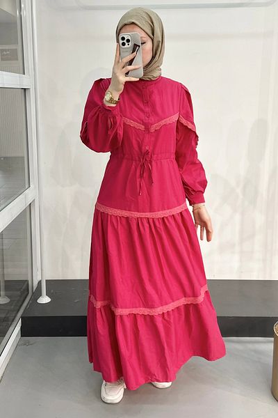ModaSelin Ms334 Lace Judge Collar Pink Dress
