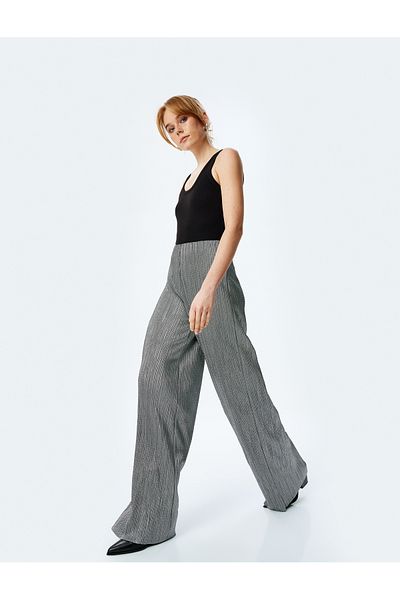 Koton Standard Waist Metallic Textured Palazzo Pants