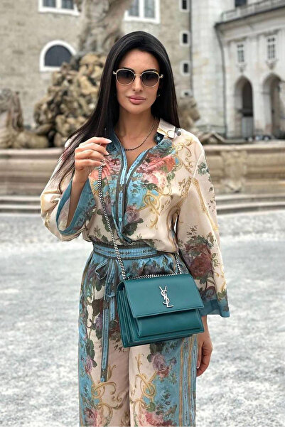 Neşeli Butik طقم نسائي مكون من قميص وبنطلون من الكتان NBEMP2504