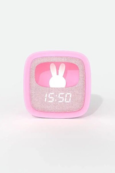 Mobility on Board Şeker Pembe Tavşan Masaüstü Saati ve Gece Lambası, şirin ve...