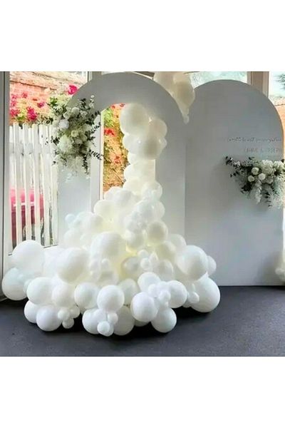 Balon marketi 30 White Latex Balloons 12 Inch