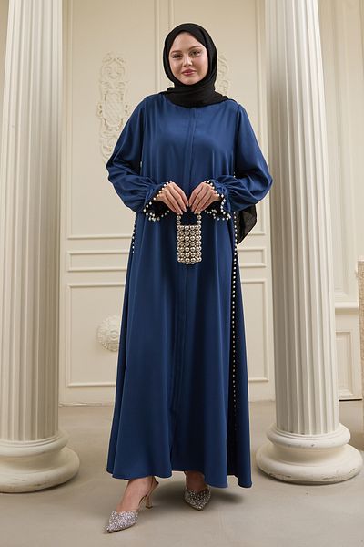 InStyle Sleeve Gather Beaded Saks Blue Ferace