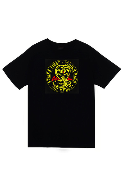 fame-stoned Tricou negru unisex 100% bumbac cu imprimeu Cobra Kai TV