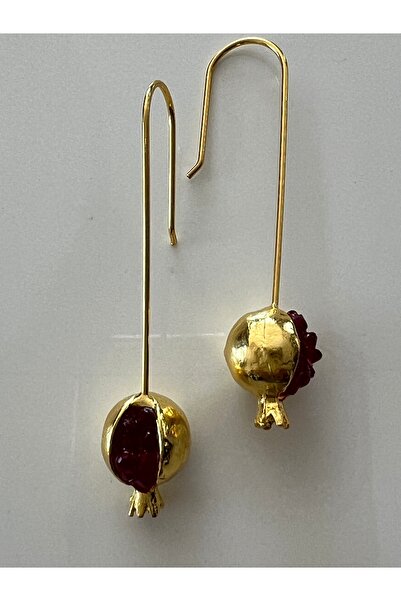 tones official Şanş-YeniYıl-Bereket-Bolluk-Yılbaşı-Vintage-Etnik Kırmızı Nar Küpe