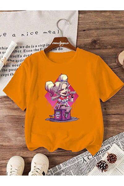 oneagılyazı تي شيرت كبير الحجم مطبوع عليه هارلي كوين للأطفال