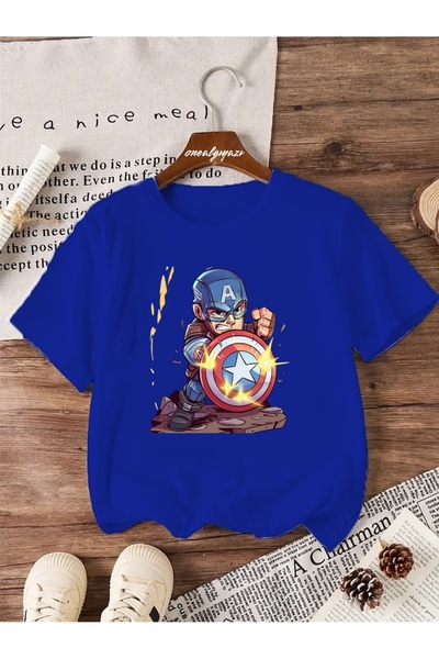 oneagılyazı تي شيرت كبير الحجم مطبوع عليه كابتن أمريكا للأطفال