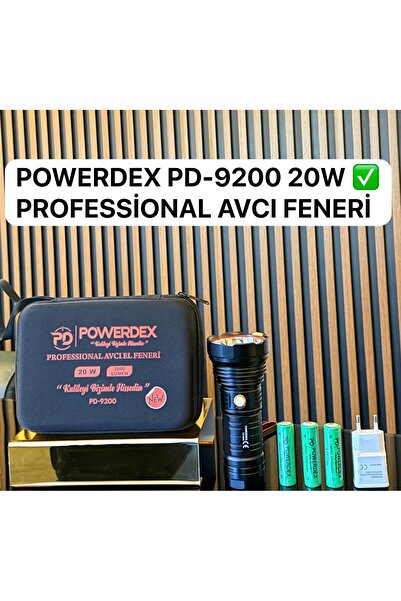 powerdex Pd-9200 20watt Süper Güçlü Led Profesyonel Şarjlı Avcı El Feneri
