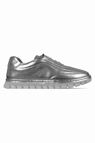 Lal Shoes & Bags Pantofi casual cu șireturi pentru femei Dakota, din piele naturală, cu cusături - gri