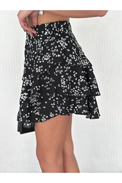 RECEP AYDIN Kadın Mykonos Şort Etek Çiçek Baskılı