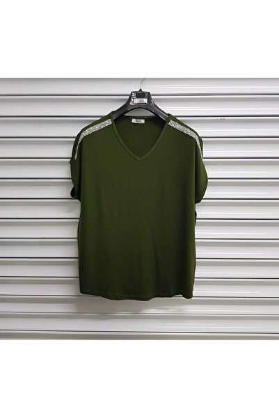 Esina Γυναικεία μπλούζα βισκόζης με πέτρινη λεπτομέρεια