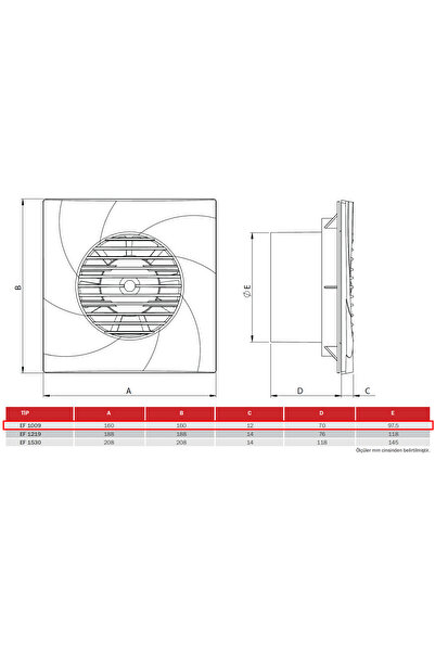 Bahçıvan Ef 1009 Dekoratif Plastik Banyo Ve Tuvalet Aspiratörü 10 Cm