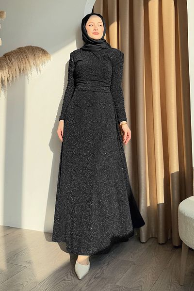 InStyle Ασημί Διπλό Μαύρο Φόρεμα