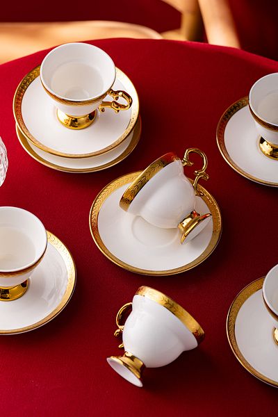 İSTANBUL PORSELEN Istanbul Porcelain Çırağan Coffee Cup Set for 6 People