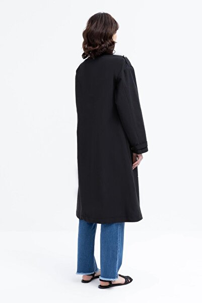 ALLDAY Siyah-Cepli Rüzgarlıklı Trençkot