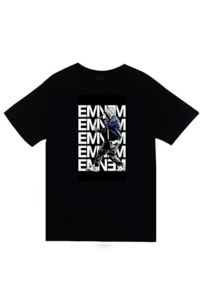 fame-stoned Tricou negru unisex 100% bumbac cu imprimeu Eminem