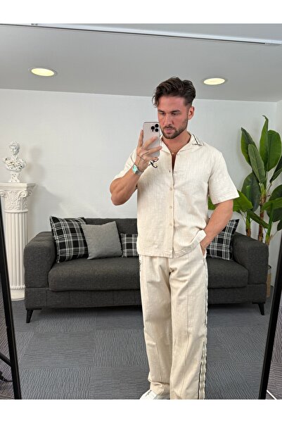 UTTBASİC Şeritli Yaka Kısa Kol Gömlek