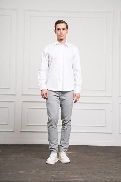 Morven Men's White Cotton Trend Slim Fit Slim Fit Shirt