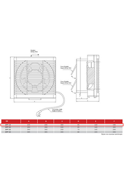 BVN Bahçıvan Bpp 15 Çift Yönlü Tuvalet Banyo Ve Mutfak Aspiratörü