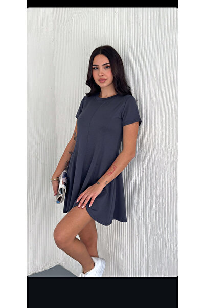 RECEP AYDIN Rochie scurtă de damă, cu gât rotund, cu mânecă scurtă, din țesăt...