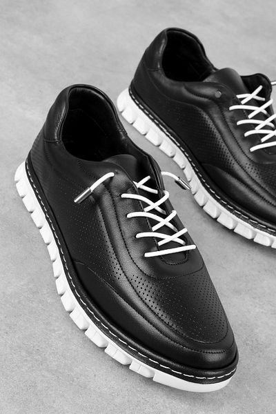 Lal Shoes & Bags Pantofi casual cu șireturi pentru femei Dakota, din piele naturală, cu cusături - negru