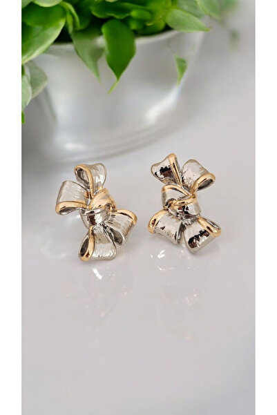 Yaseminli Butik Bow Shaped Earrings with Gold Detail on the Edges