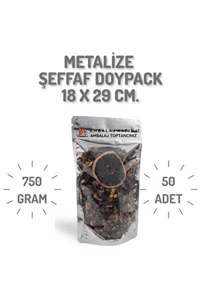 MSB Ambalaj 18x29 cm. Metalize Şeffaf Kilitli Doypack - 50 Adet