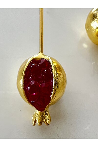 tones official Şanş-YeniYıl-Bereket-Bolluk-Yılbaşı-Vintage-Etnik Kırmızı Nar Küpe