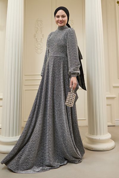 InStyle Φόρεμα Buzy Grey με πέτρες