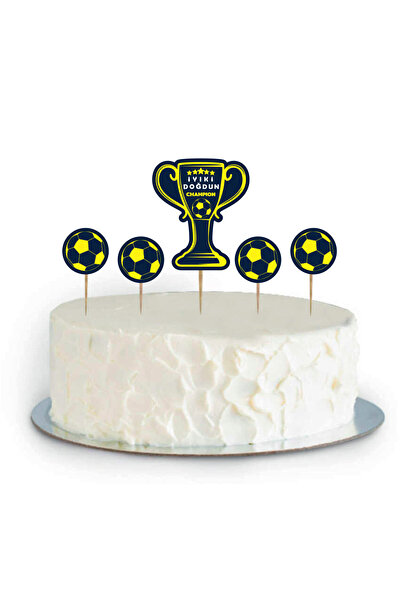 Partimarka Sarı Lacivert Taraftar Temalı Pasta Süslemesi