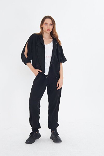 LAMANTE KAPÜŞONLU SİYAH SWEATSHIRT