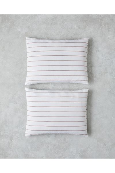 English Home Pink Serene Stripes Cotton 2-Piece Pillow Case 50X70 cm