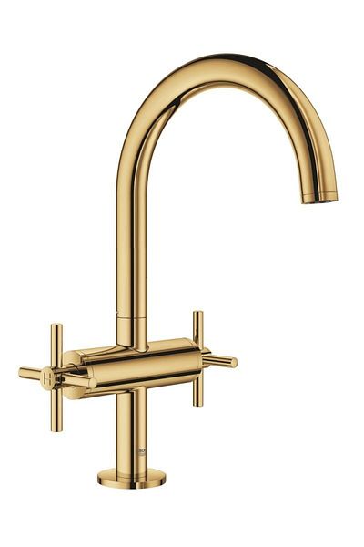 Grohe Baterie lavoar Grohe Atrio 21019GL3, 3/8 inch, dubla comanda, cartus ceramic, pivotanta, Auriu