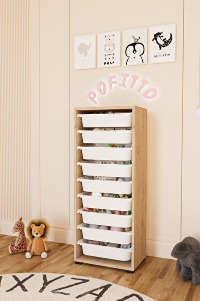 POFİTTO 9 Sepetli Dolap Oyuncak Dolabı Çok Amaçlı Mutfak Kiler Banyo Dolabı Safir