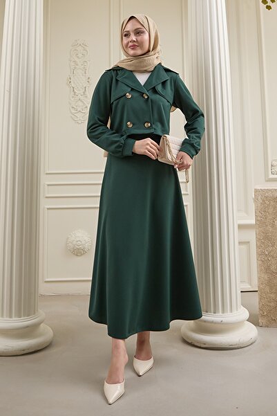 InStyle Emerald Green Scuba Suit with Short Bolero Skirt