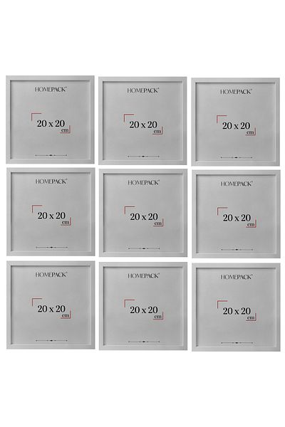 HOMEPACK Cadru din lemn din nouă piese cu picioare din MDF AHSAP9LU20X20