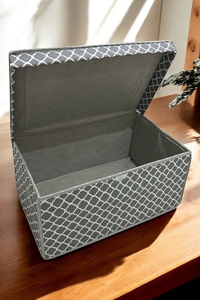 VAYBE Mega Multi-Purpose Storage Box, Box Storage, Box, Organizer, Toy Box Gray Chain Pattern 40x60x30