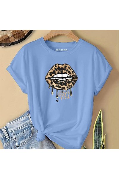 BENROMA 1 tricou este un cadou pentru achiziții de 6 și mai sus în coș - Tricou pentru copii cu imprimeu de buze leopard