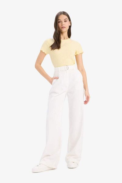 DeFacto Fitted Crew Neck Ribbed Camisole Short Sleeve T-Shirt K7064Az25Sm