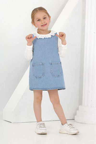 ANGELOS GIRLS Κοριτσίστικο φόρεμα τζιν 2 τεμαχίων (Jean Dress + Bady Sweat) 12169