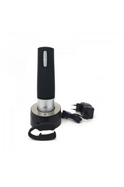 Lacor Electric corkscrew with charging stand and sealing pliers, Wine Kit Black, 18 W