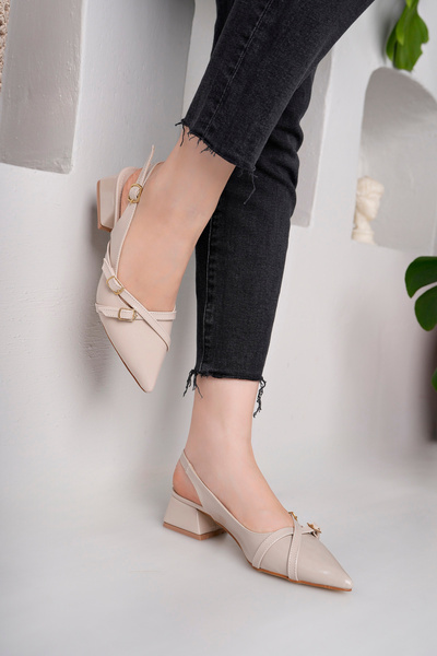 JOSEPHWORLD Beige Heeled Shoes with 3 Buckles (4cm)