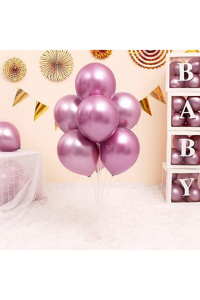 VIP Balon Set of 15 12 Inch Pink Chrome (Mirrored) Balloons – Bright, Stylish and Helium Matched Party Balloons