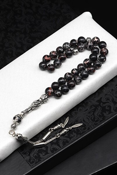 Alibaba Doğaltaş Mărgele de rugăciune din piatră naturală Varicite neagră 8 mm tăiată cu sferă