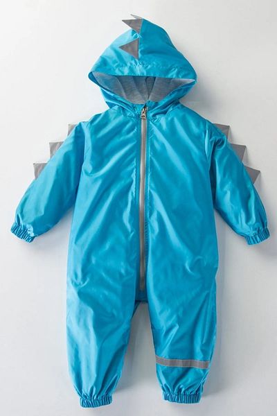 DeKuBaby Noul sezon Dinozaur Spiky Figură cu glugă din bumbac căptușit unisex pentru bebeluși și copii, haină de ploaie, salopetă