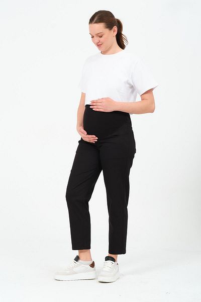 BUSA Black Fit Canvas Pants - Adjustable Waist with Unexposed Abdominal Band for Pregnant Pregnant Women
