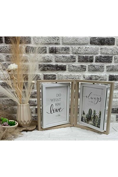 evinizin vitrini 2-Piece Decorative Wooden Folding Frame Decor