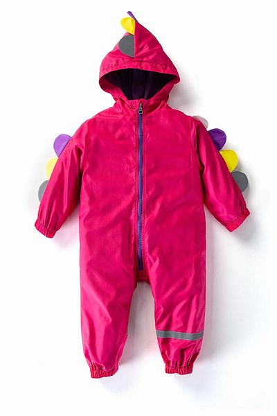 DeKuBaby New Season Dinosaur Sequined Hooded Cotton Lined Baby & Kids Raincoat Jumpsuit Coat