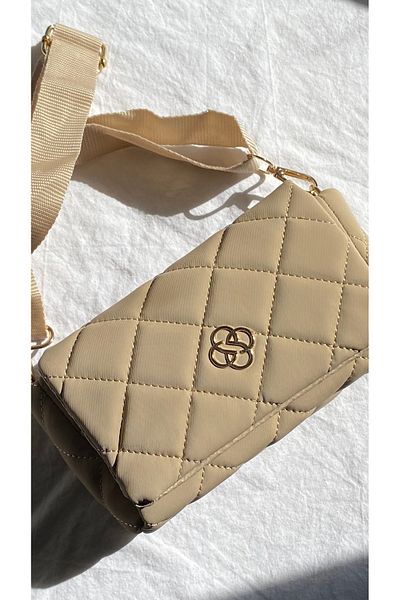 Cosy Bag Geantă de umăr de mână sport zilnic cu model matlasat bej